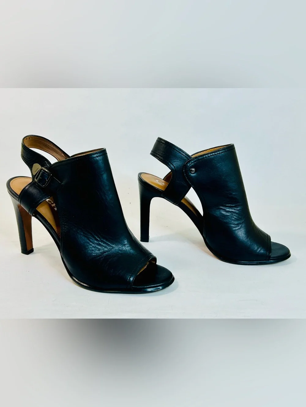 Coach Black Leather High Heel Sandal “Iona” size 10